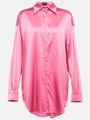 Μεταξωτό σατέν πουκάμισο Tom Ford ροζ