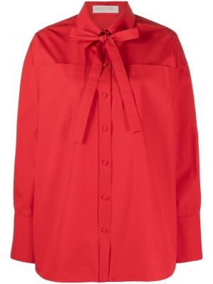 Памучна риза с панделка Valentino Garavani червено