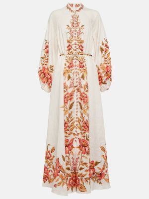Virágos lenvászon hosszú ruha Zimmermann