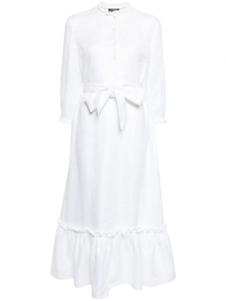 Lanena haljina s volanima N.peal bijela
