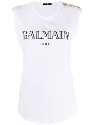 Top con stampa Balmain bianco