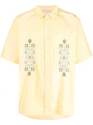 Medvilninė siuvinėta marškiniai Drôle De Monsieur geltona