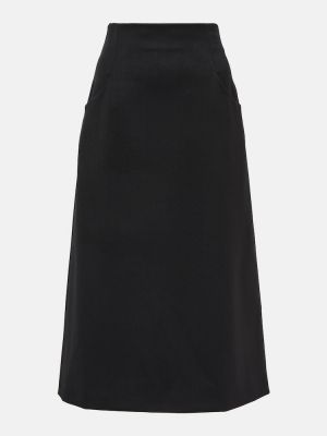 Vlnená midi sukňa Loro Piana čierna