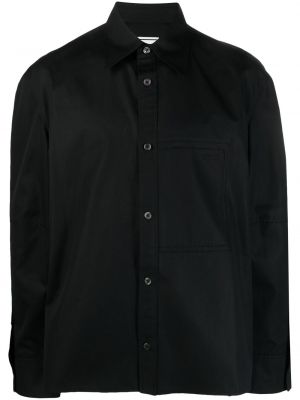 Oversized bavlnená košeľa s výšivkou Wooyoungmi čierna