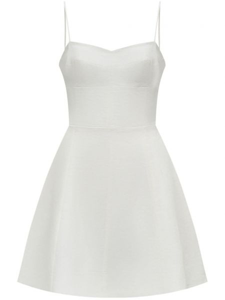 Памучна ленена мини рокля 12 Storeez бяло