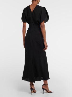 Midi obleka Victoria Beckham črna