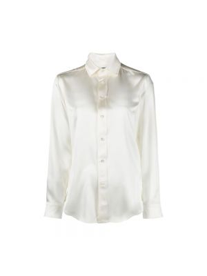 Jedwabna koszula z długim rękawem Ralph Lauren biała