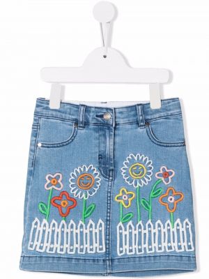 Brodert jeans-skjørt for jenter Stella Mccartney Kids blå