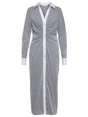 Pruhované bavlněné midi šaty Veronica Beard šedé