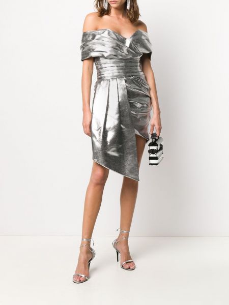 Sukienka mini drapowana Alexandre Vauthier srebrna