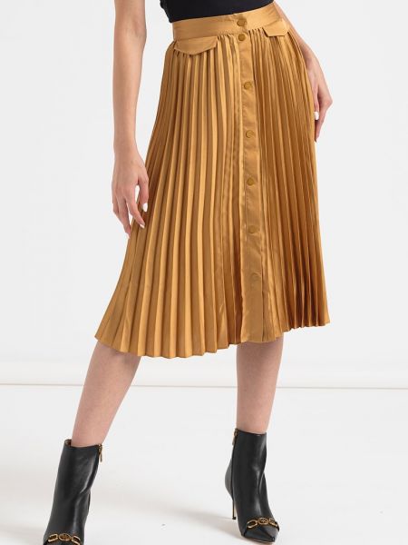 Плиссированная юбка с высокой талией Scotch & Soda желтая