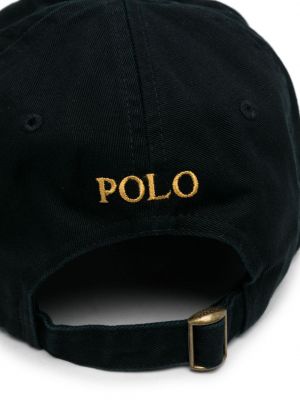 Medvilninis siuvinėtas kepurė su snapeliu Polo Ralph Lauren juoda