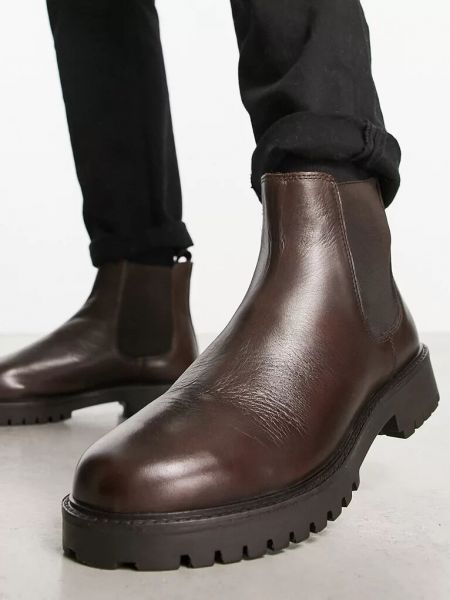 Кожаные ботинки челси чанки Walk London коричневые