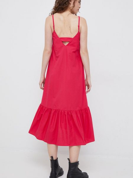 Bavlněné midi šaty Sisley růžové