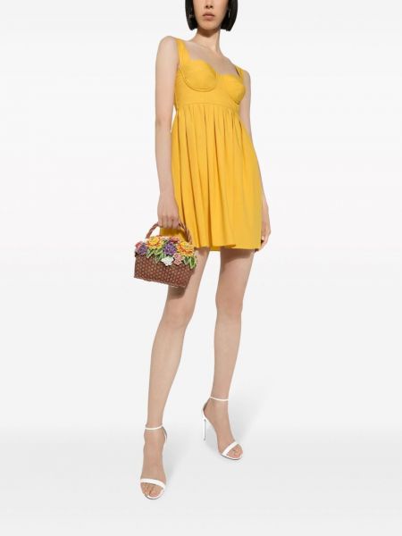 Medvilninis vakarinė suknelė Dolce & Gabbana geltona