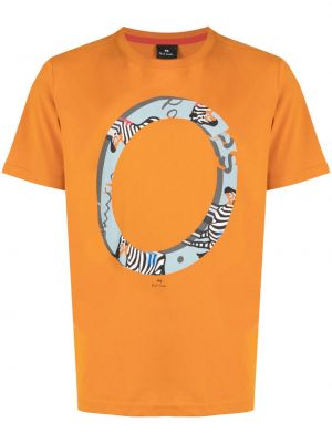 Памучна тениска с принт с принт зебра Ps Paul Smith оранжево