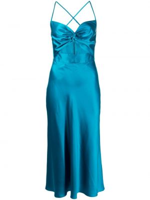 Μεταξωτή μίντι φόρεμα Michelle Mason μπλε