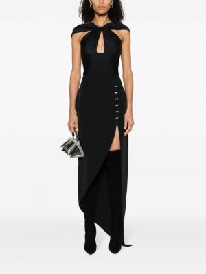 Křišťálové asymetrické dlouhá sukně Genny černé