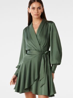 Атласное платье мини Forever New зеленое
