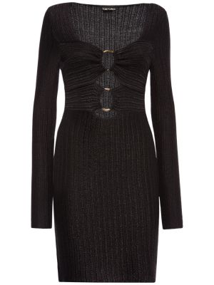Памучна вълнена мини рокля Tom Ford черно