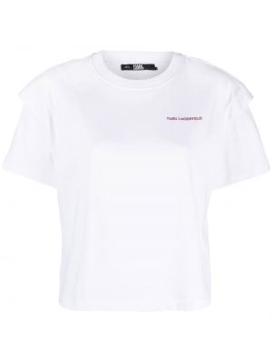 Βαμβακερή μπλούζα με κέντημα Karl Lagerfeld λευκό