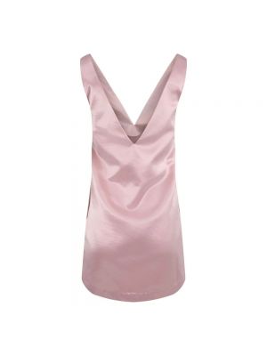 Mini vestido de raso con escote v Staud rosa