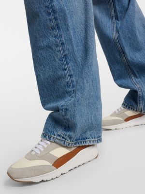 Sneakers in pelle scamosciata Saint Laurent bianco