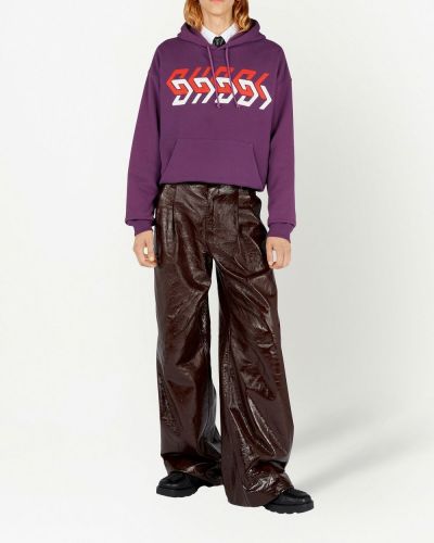 Raštuotas džemperis su gobtuvu Gucci violetinė