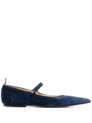 Žametne nizki čevlji iz rebrastega žameta Thom Browne modra