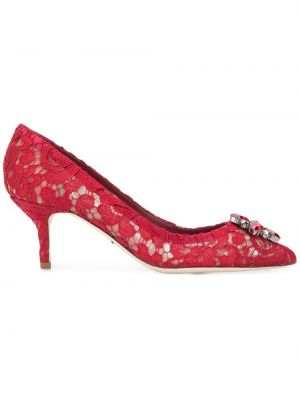 Полуотворени обувки с дантела Dolce & Gabbana червено