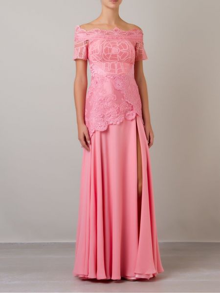 Vestido de cóctel de encaje Martha Medeiros rosa