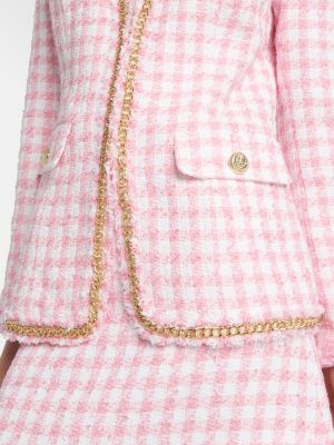 Καρό μπουφάν tweed Rebecca Vallance ροζ