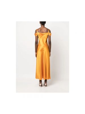 Vestido largo de seda drapeado de ámbar Alberta Ferretti naranja