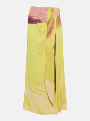 Spódnica midi z nadrukiem drapowana Simkhai żółta