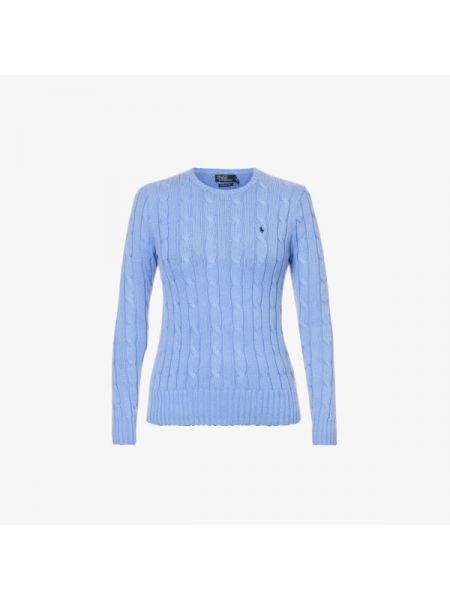 Хлопковый свитер с вышивкой Polo Ralph Lauren синий