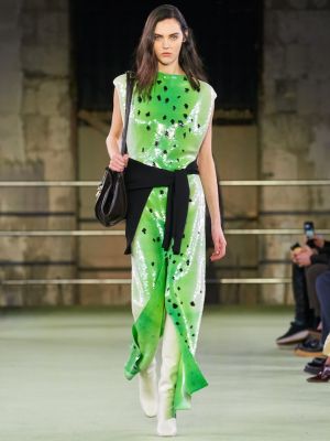 Sukienka długa Bottega Veneta zielona