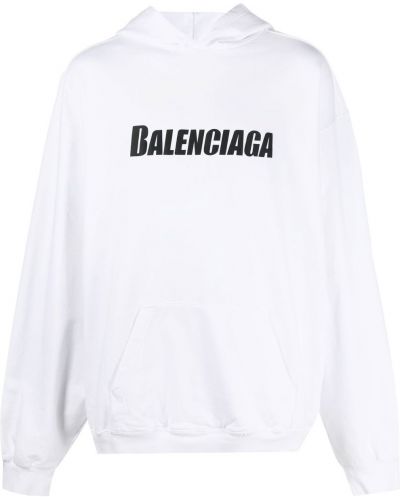 Kapučdžemperis ar apdruku Balenciaga balts
