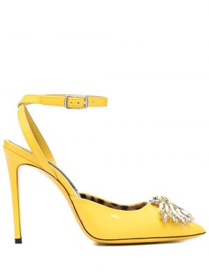 Полуотворени обувки с кристали Philipp Plein жълто