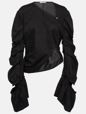 Хлопковая блузка Acne Studios черная