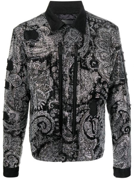 Džinsa jaka ar apdruku ar lāsīšu rakstu Philipp Plein melns