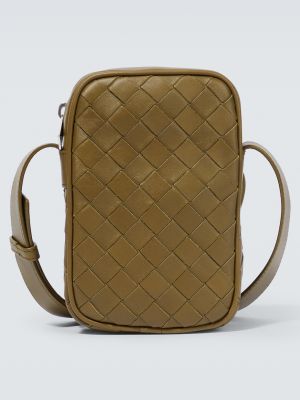 Кожаный сумка для телефона Bottega Veneta коричневый