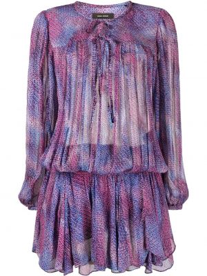 Przezroczyste jedwabne sukienka długa w kropki Isabel Marant - fioletowy