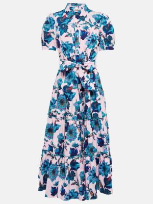 Kvetinové bavlnené midi šaty Diane Von Furstenberg modrá