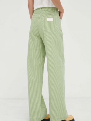 Jednobarevné kalhoty s vysokým pasem Remain zelené