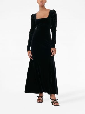 Aksamitna sukienka długa Ganni czarna