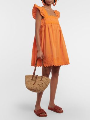 Bombažna obleka Juliet Dunn oranžna