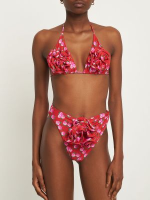 Bikini w kwiatki z nadrukiem Magda Butrym czerwony