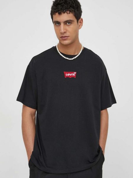 Bavlněné tričko s aplikacemi Levi's černé