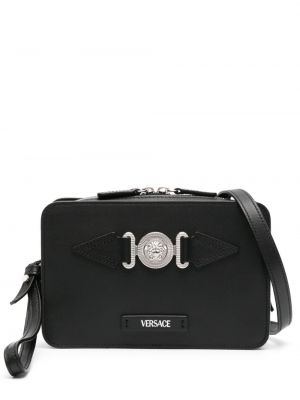 Usnjena torbica za čez ramo Versace črna