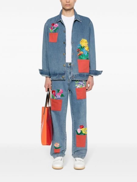 Květinová džínová bunda Kidsuper modrá